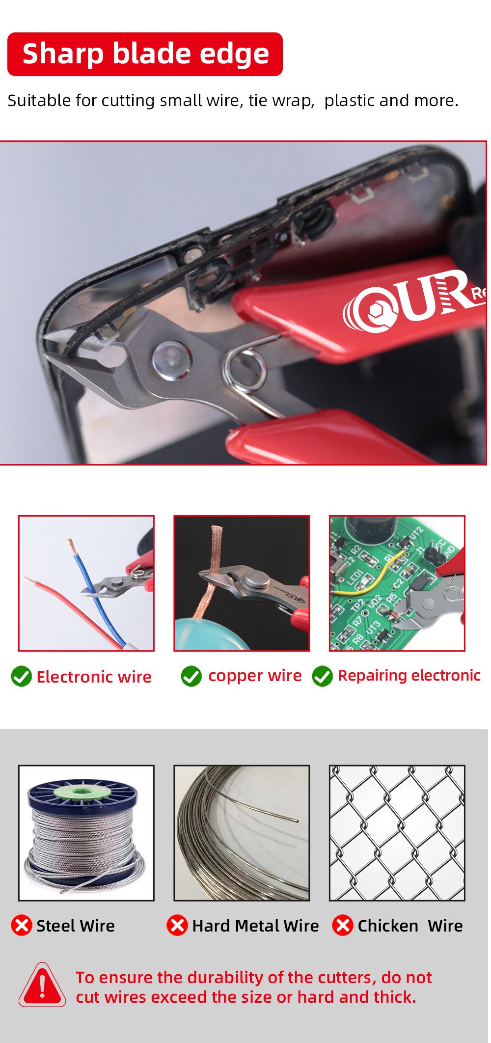 G12 blique mouth stainless steel pliers 斜嘴不锈钢钳 - 图片 2